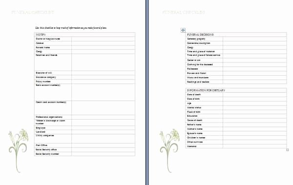 Funeral Planning Checklist Template Unique Funeral Planning Checklist Checklist