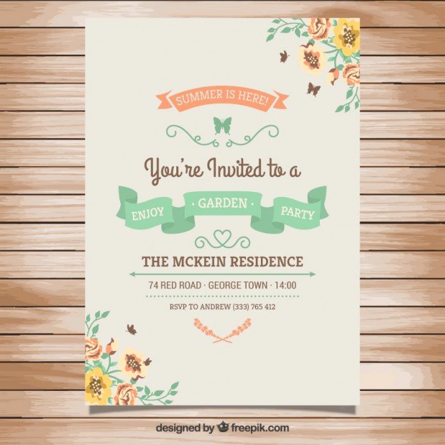 Garden Party Invitation Template Beautiful Garden Party Invitation In Vintage Style Vector