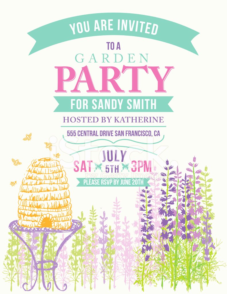 Garden Party Invitation Template Beautiful Wild Flower Beehive Invitation Template for Garden Party