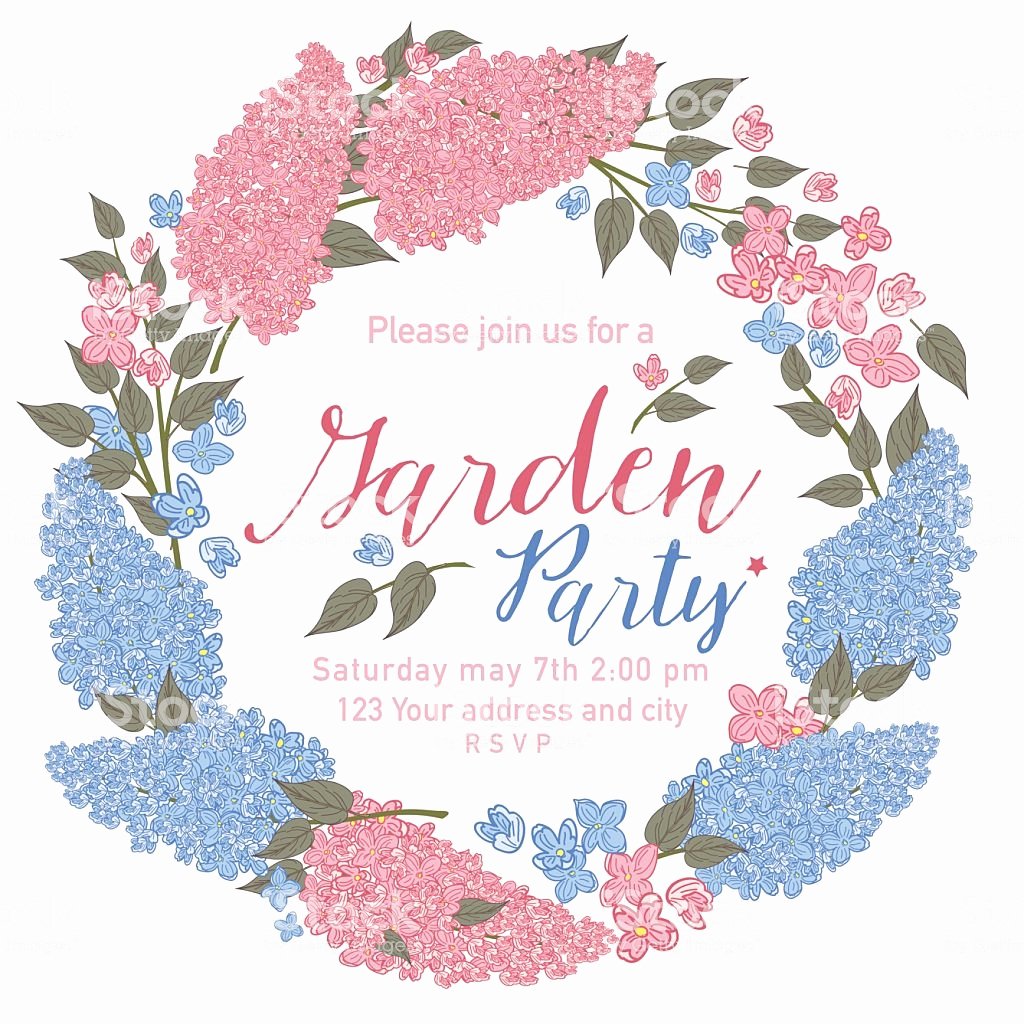 Garden Party Invitation Template Fresh Pretty Feminine Pink and Blue Garden Party Invitation