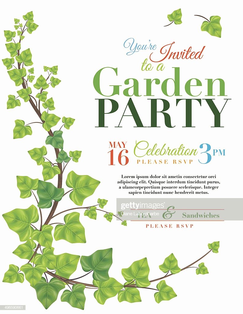 Garden Party Invitation Template Inspirational Ivy Garden Party Invitation Template Stock Vector