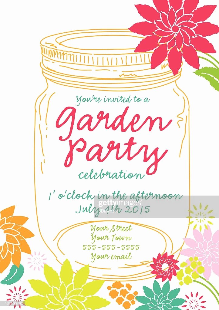 Garden Party Invitation Template Luxury orange Canning Jar Spring Garden Party Invitation Design