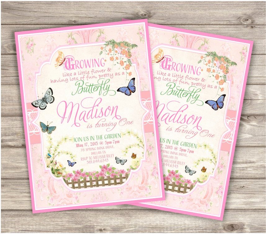 Garden Party Invitation Template Unique butterfly Garden Birthday Invitations Printable First by