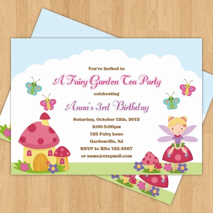 Garden Party Invitation Template Unique Fairy Garden Birthday Party Invitation &amp; Thank You Card