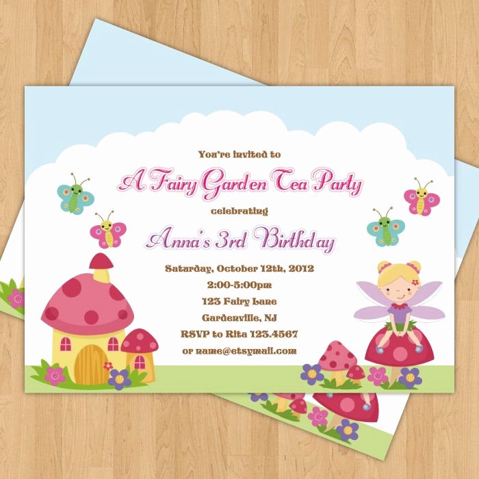 Garden Party Invitation Template Unique Fairy Garden Birthday Party Invitation &amp; Thank You Card