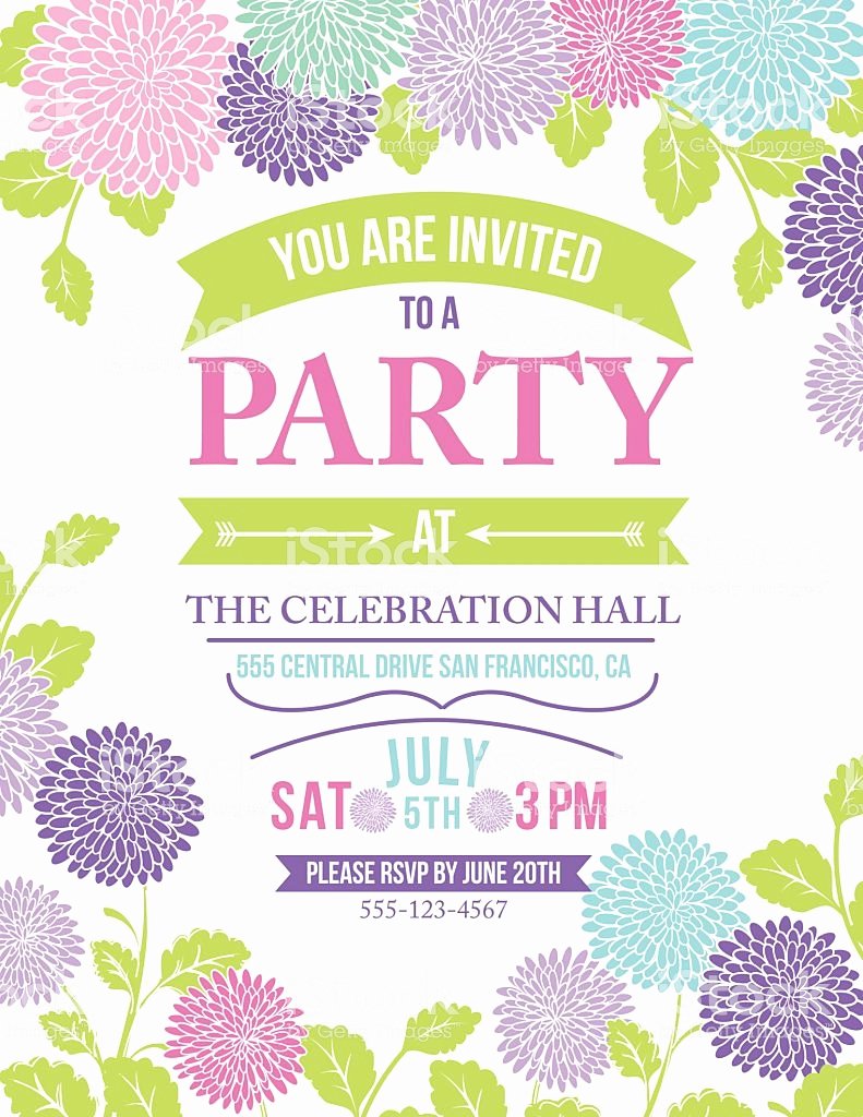 Garden Party Invite Template Fresh Chrysanthemum Flowers Invitation Template for Garden Party