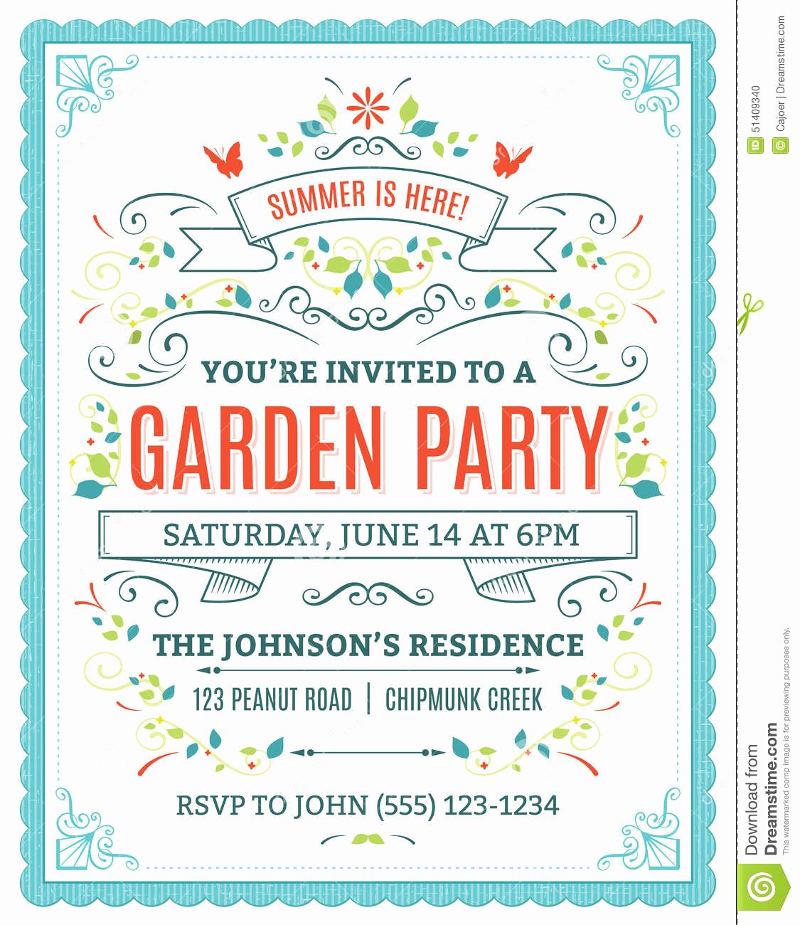 Garden Party Invite Template Inspirational Garden Party Invitation Stock Vector Image