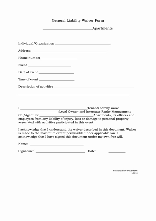 General Liability Waiver form Template Beautiful top 21 General Liability Waiver form Templates Free to