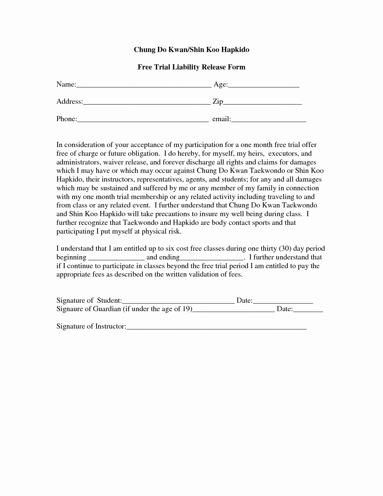 General Liability Waiver form Template Elegant Free Printable Liability form form Generic