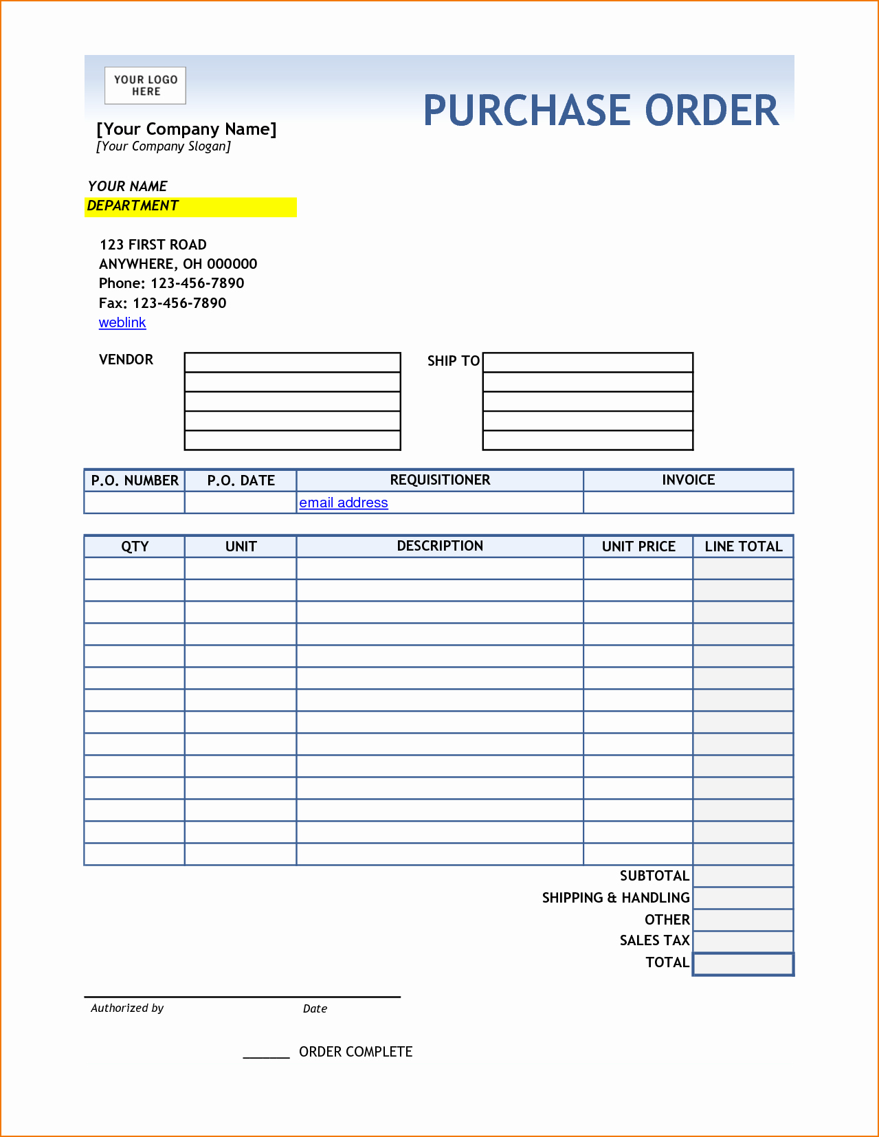 Generic order form Template Elegant 3 Free Purchase order Template