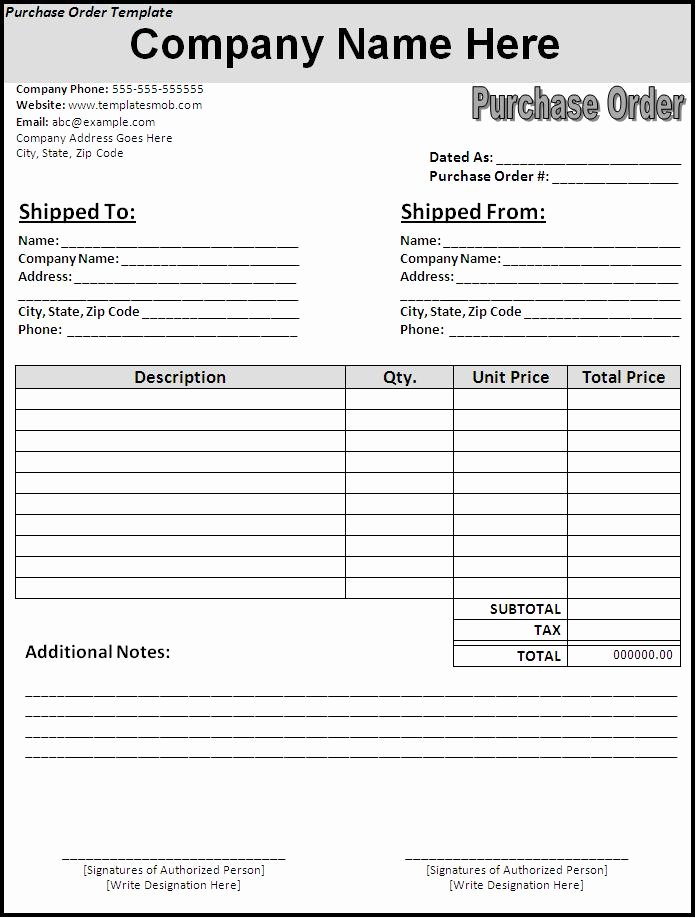 Generic order form Template Fresh Business Purchase order form and Samples to Inspire You