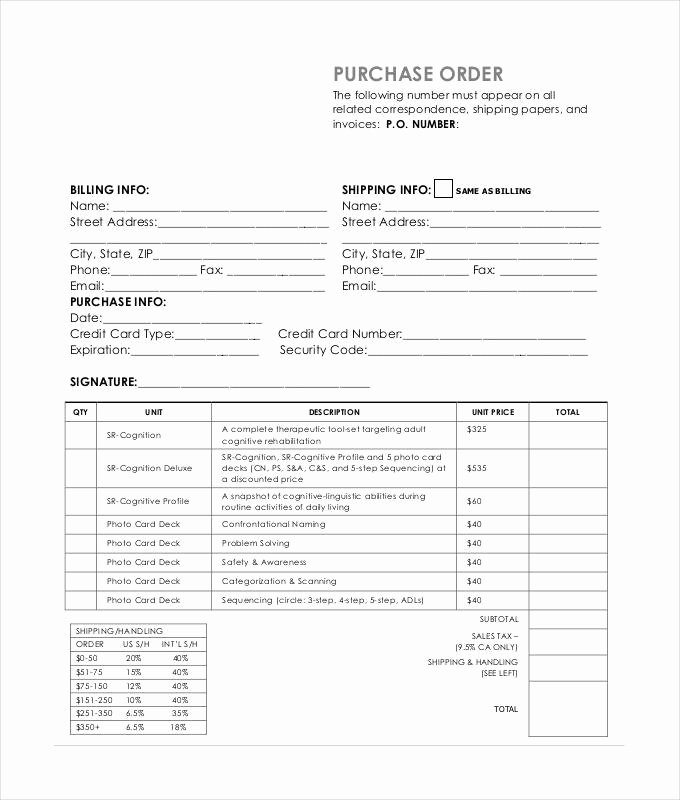 Generic order form Template Inspirational 54 Purchase order Examples Pdf Doc