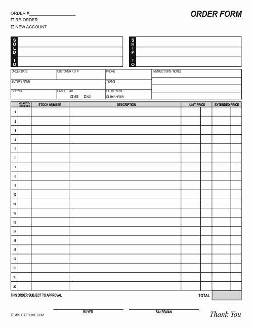 Generic order form Template Unique Customizable Re Colorable order form Many formats Free