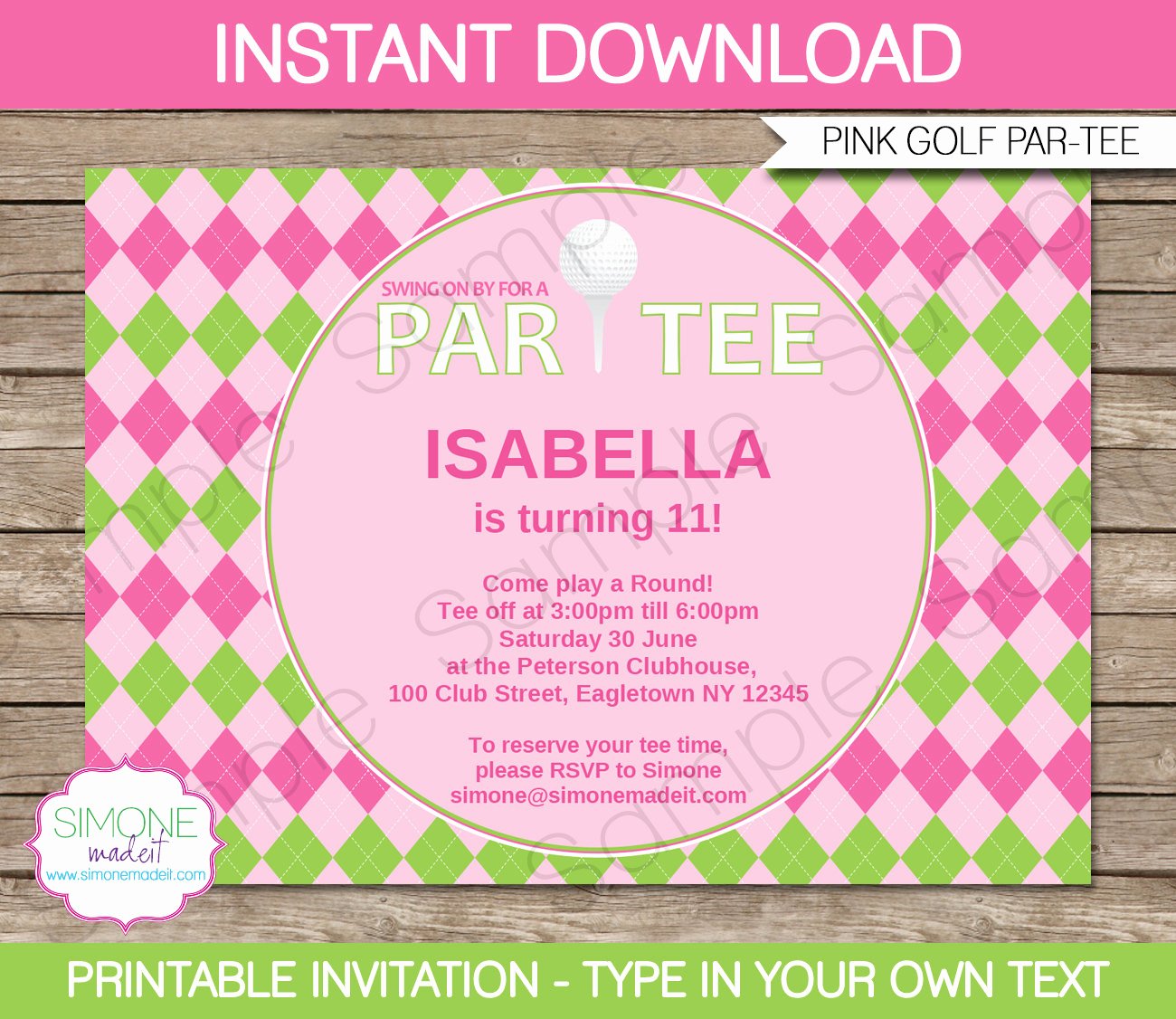 Golf Invitation Template Free Download Beautiful Golf Invitation Template Birthday Party Pink Girls