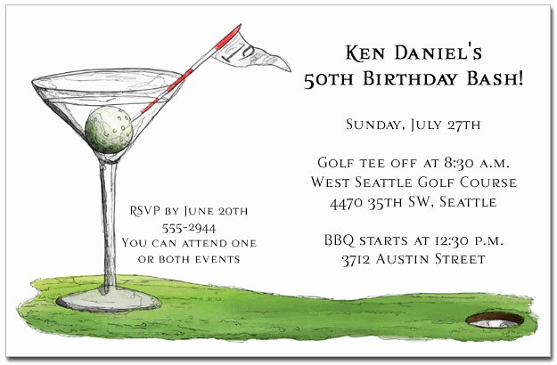 Golf Outing Invitation Template Awesome 19th Hole Martini Party Invitations Golf Invitations