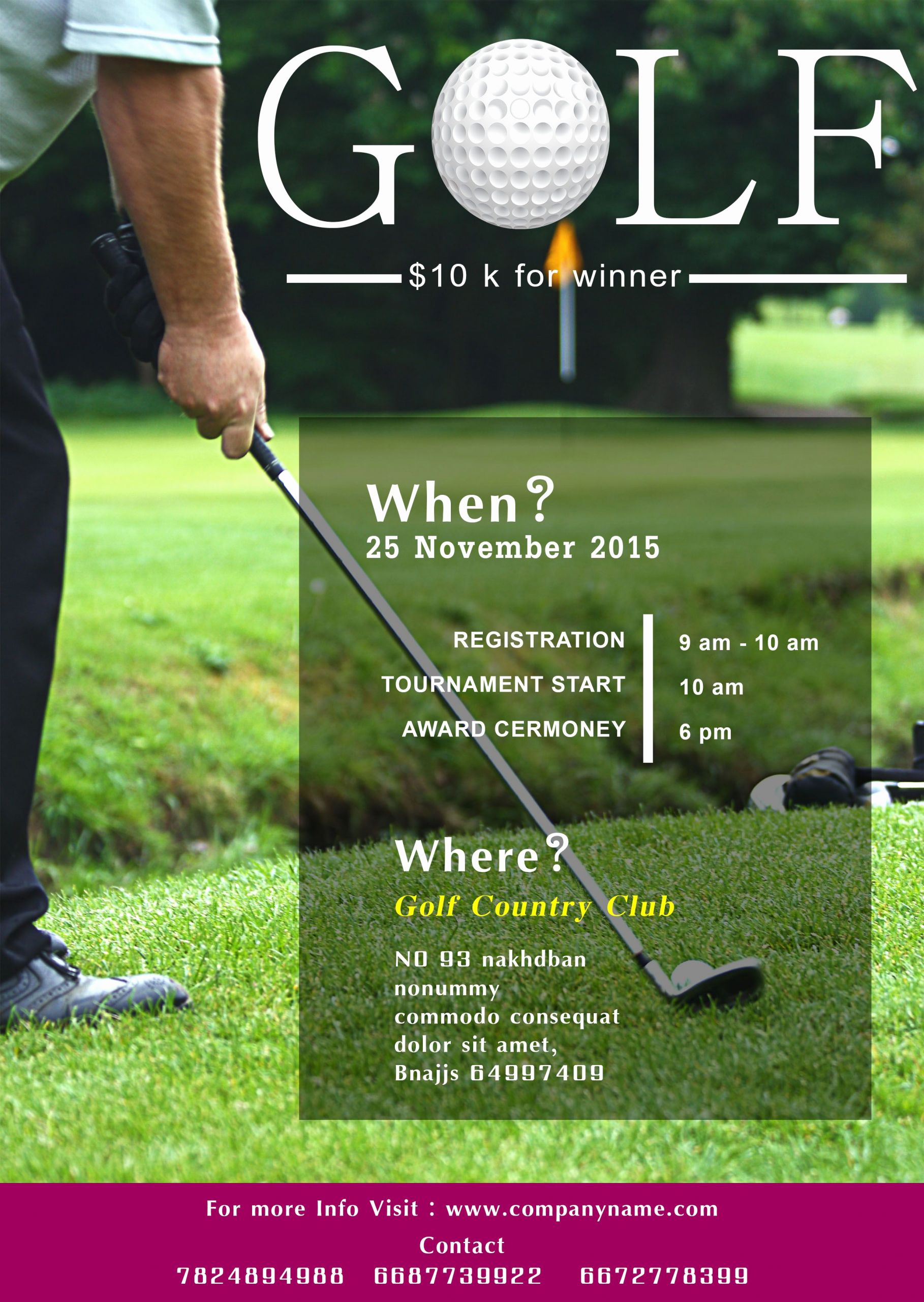 Golf Outing Invitation Template Best Of Golf tournament Flyer Template Free