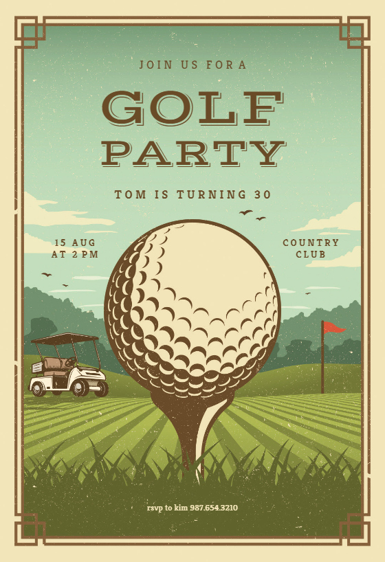 Golf Outing Invitation Template Lovely Retro Golf Invitation Template Customize Add Text and