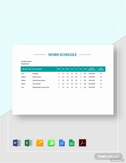 Google Docs Employee Schedule Template Awesome Free 26 Samples Of Work Schedule Templates In Google Docs