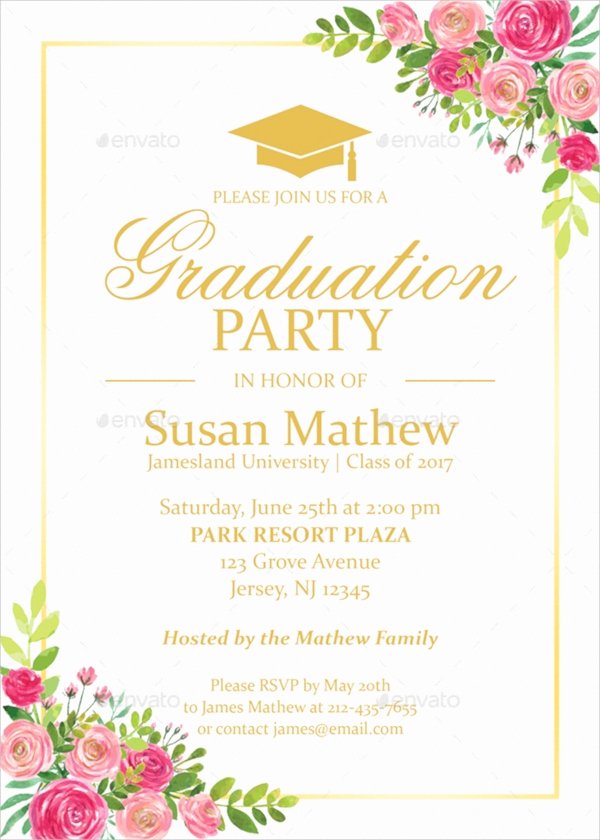 Graduation Party Invitation Template Free Inspirational 22 Sample Graduation Invitations Psd Vector Eps Word