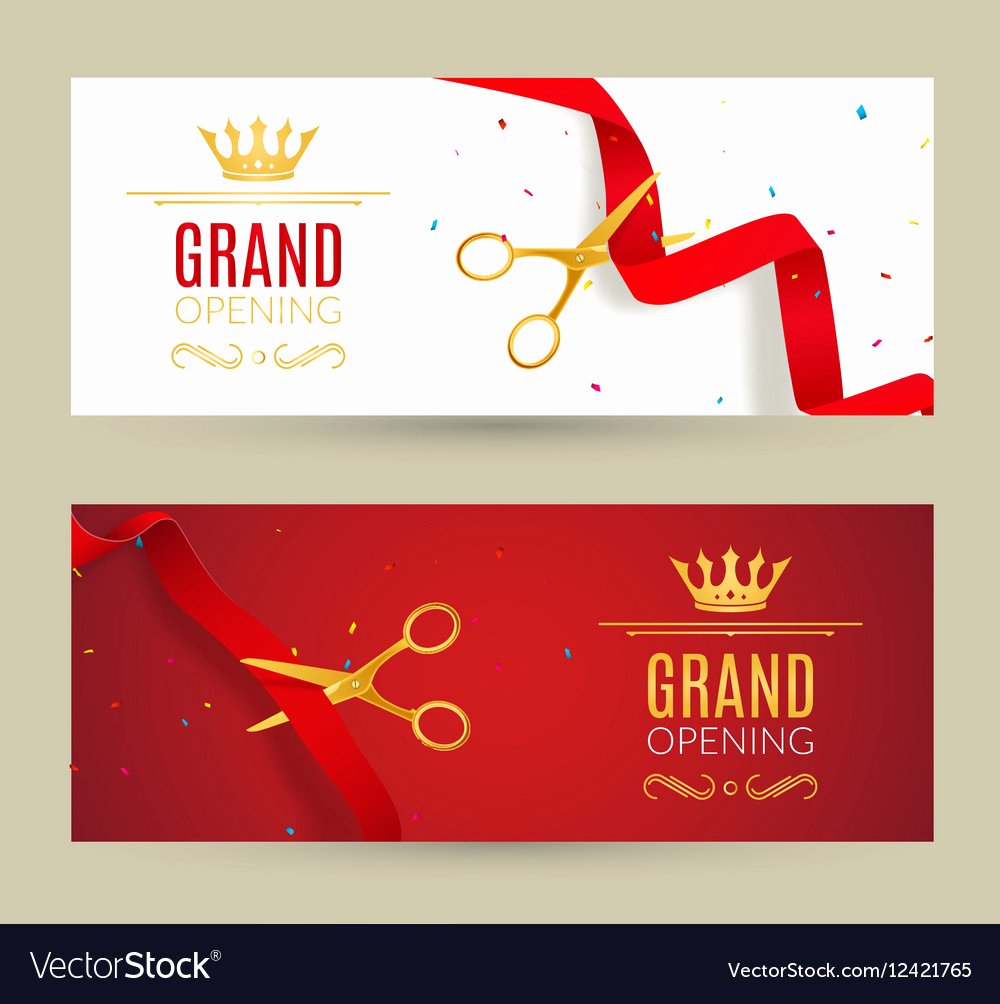 Grand Opening Invitation Template Free Beautiful Grand Opening Invitation Banner Red Ribbon Cut Vector Image