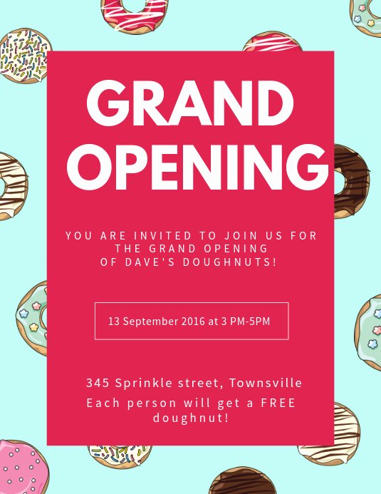 Grand Opening Invitation Template Free Beautiful Sweets Shop Grand Opening Flyer Template