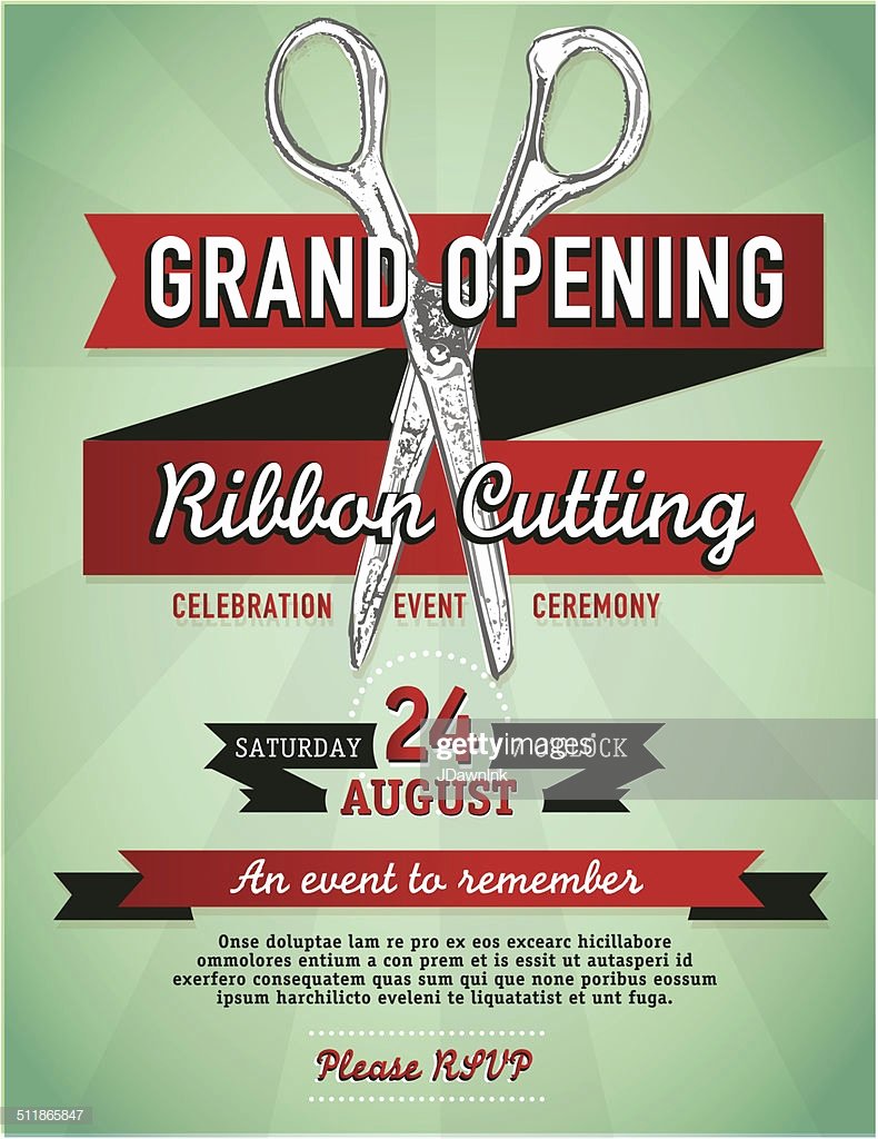 Grand Opening Invitation Template Free Elegant Ribbon Cutting Grand Opening with Scissors Invitation