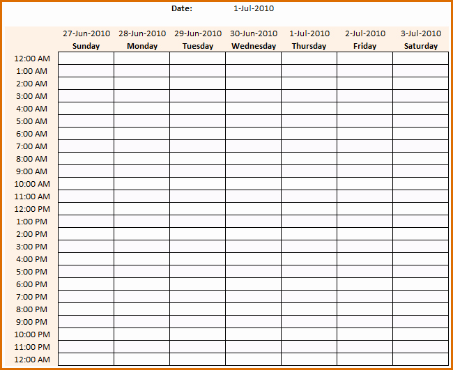 Half Hour Schedule Template Awesome 11 Printable Weekly Calendar with Hours