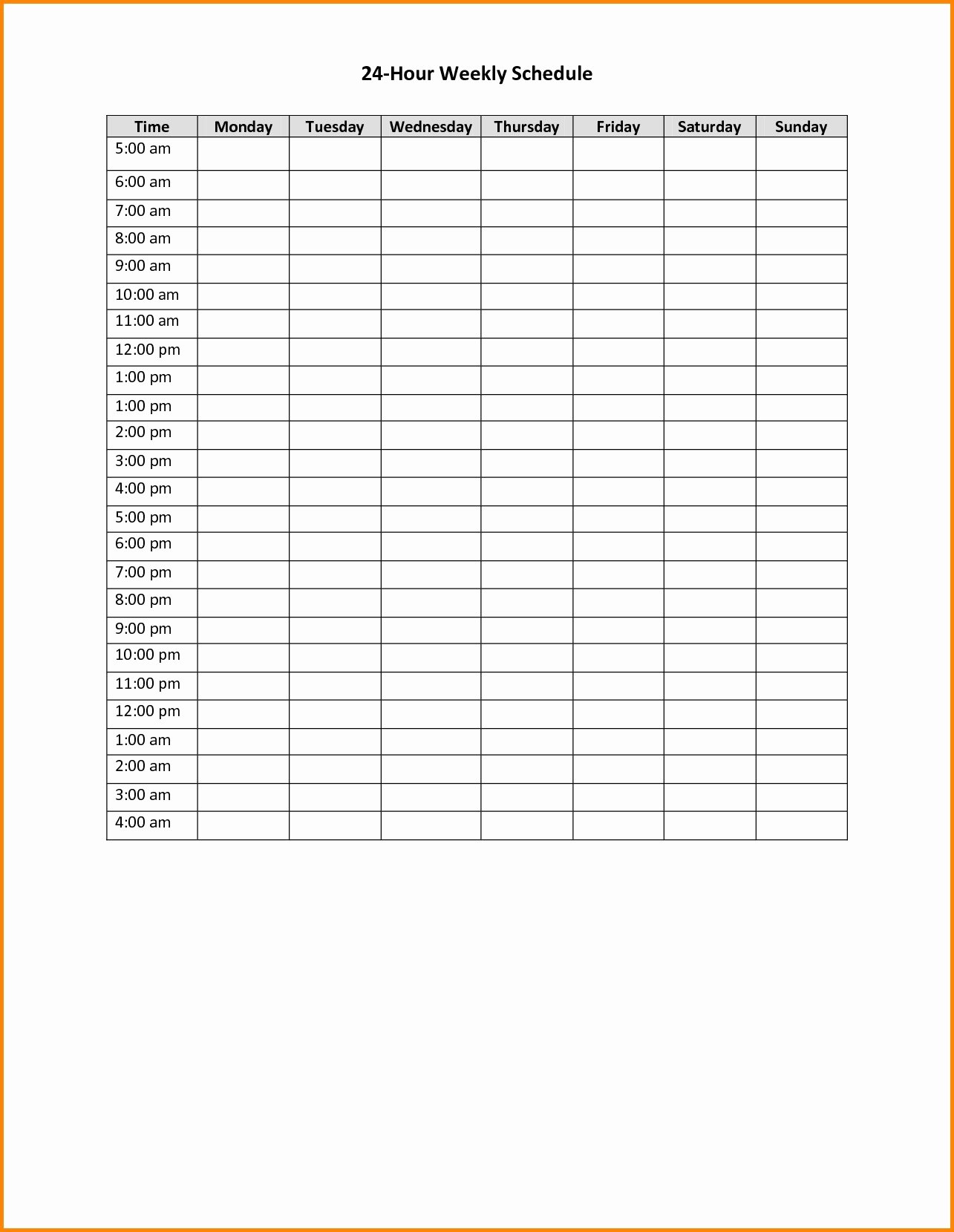 Half Hour Schedule Template Awesome Calendar Blanks Weekly by Half Hour 2018 Calendar Template