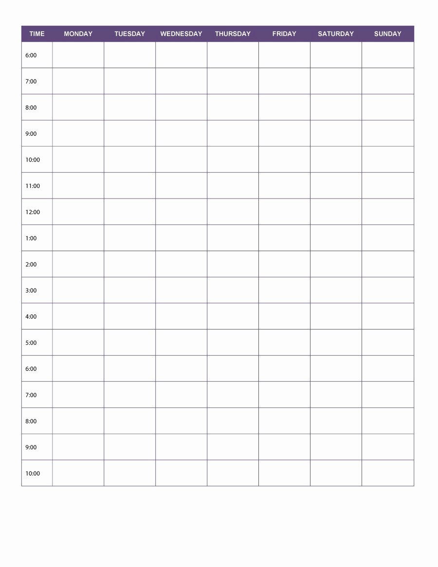 Half Hour Schedule Template Luxury Daily Calendar by Half Hour