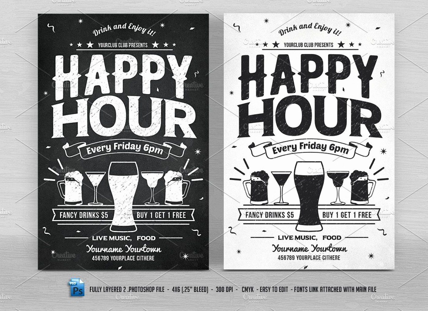 Happy Hour Invitation Email Template Fresh 026 Happy Hour Flyers Flyer Templates Creative Market