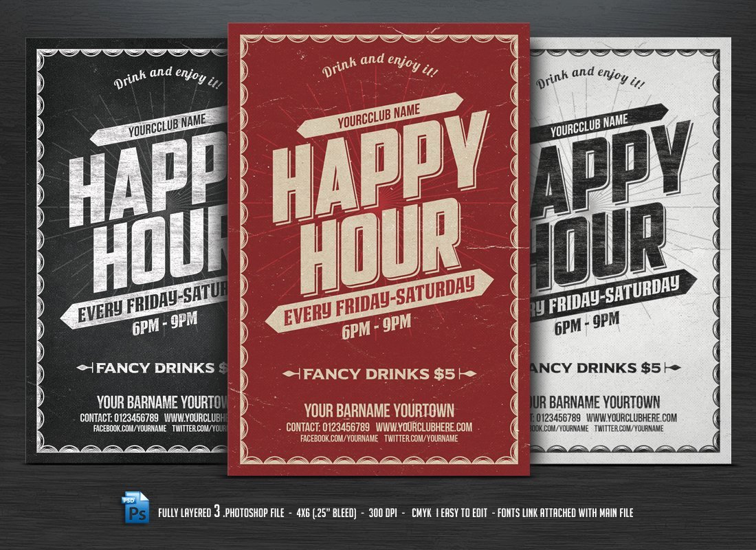 Happy Hour Invitation Email Template Lovely Happy Hour Flyer Flyer Templates Creative Market