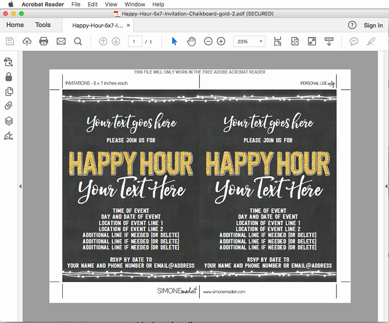 Happy Hour Invitation Email Template Luxury Chalkboard Happy Hour Invitation Template