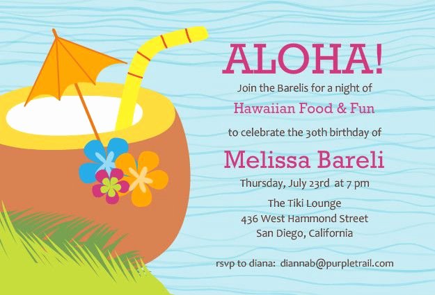 Hawaiian themed Invitation Template Beautiful Hawaiian Luau Party Invitation Template Free