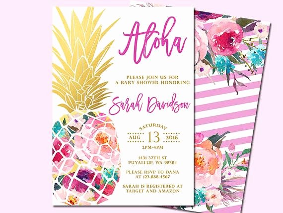 Hawaiian themed Invitation Template Beautiful Pineapple Baby Shower – Satsuma Designs