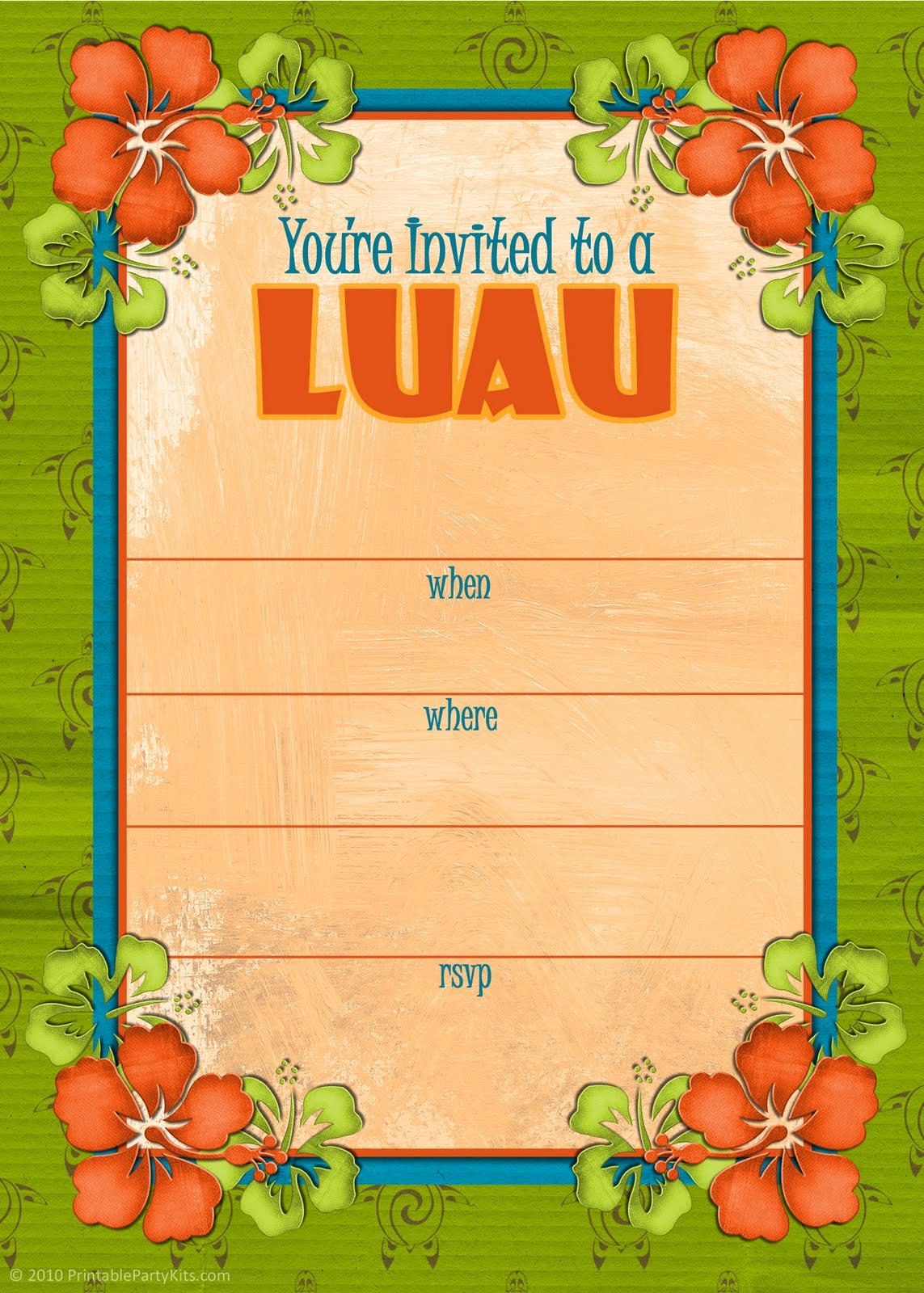 Hawaiian themed Invitation Template Elegant Free Printable Party Invitations Free Hawaiian Luau Invites