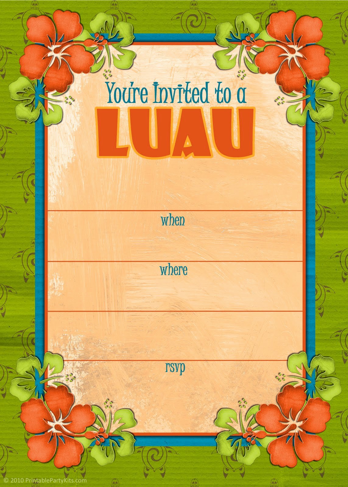 hawaiian luau party invitations