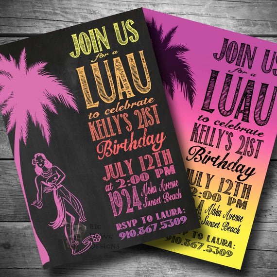 Hawaiian themed Invitation Template Fresh Luau Birthday Invitation Hawaiian themed Party Invite