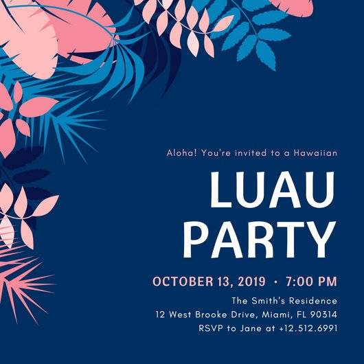 Hawaiian themed Invitation Template Fresh Luau Invitation Templates Canva