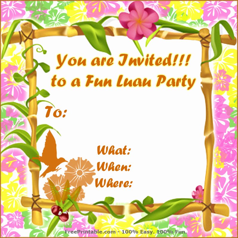 Hawaiian themed Invitation Template Luxury Free Luau Invitations