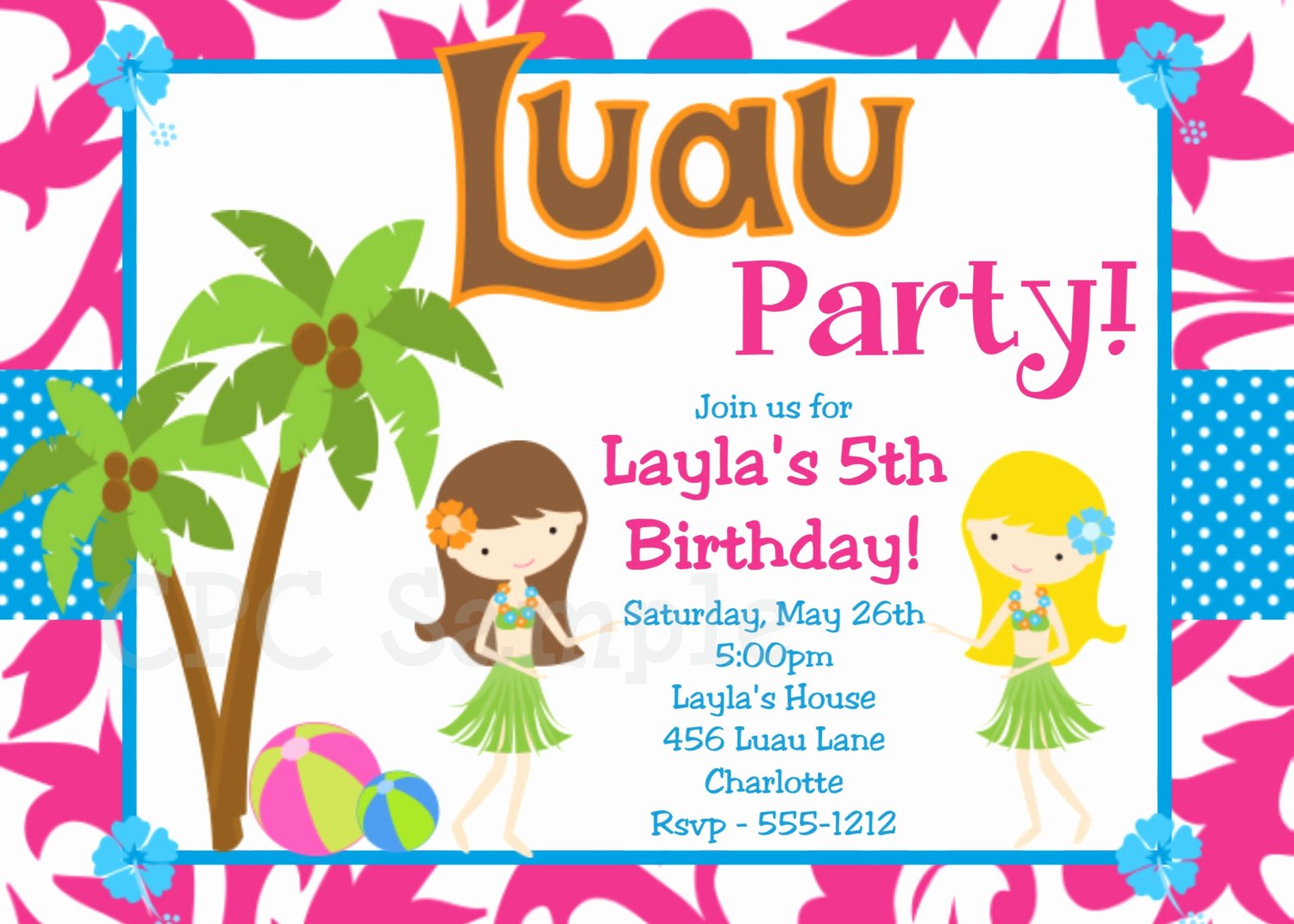 Hawaiian themed Invitation Template Luxury Luau Birthday Invitation Luau Party Invitations Printable or