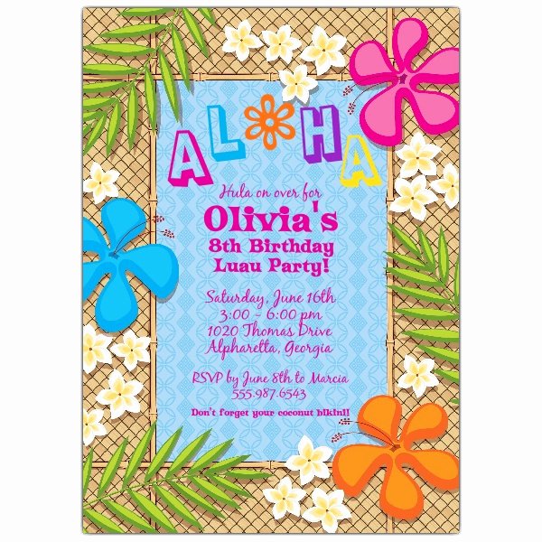 Hawaiian themed Invitation Template Unique Hawaiian Flowers Birthday Party Invitations