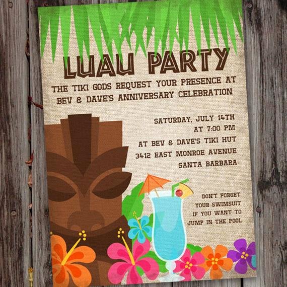 Hawaiian themed Invitation Template Unique Luau Invitation Luau Invite Hawaiian Luau Birthday Party