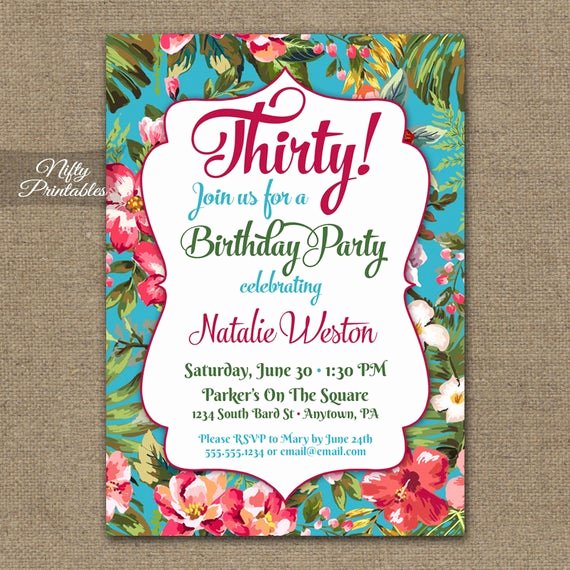 Hawaiian themed Invitation Template Unique Tropical Birthday Invitations Printable Hawaiian Birthday