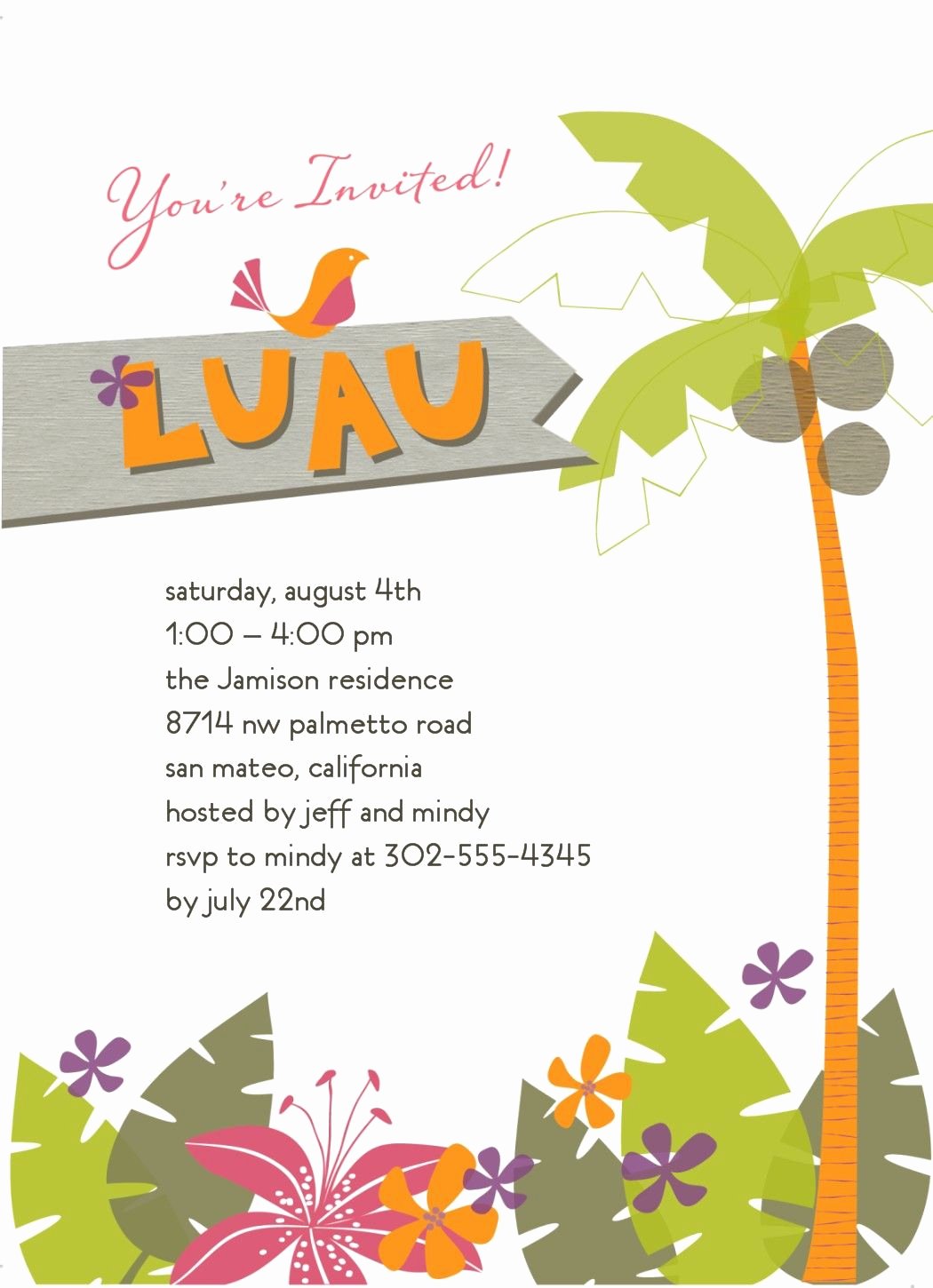 Hawaiian themed Invitation Template Unique Tropical Invitation Luau In 2019