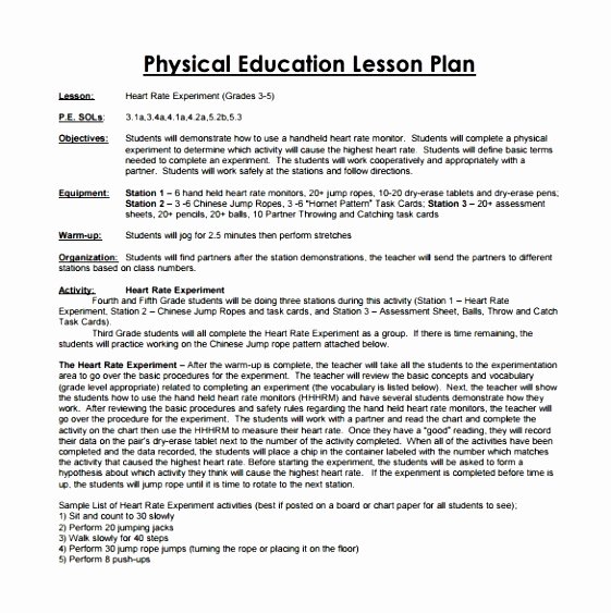 Head Start Lesson Plan Template Luxury 8 Physical Education Unit Plan Template Wiyri