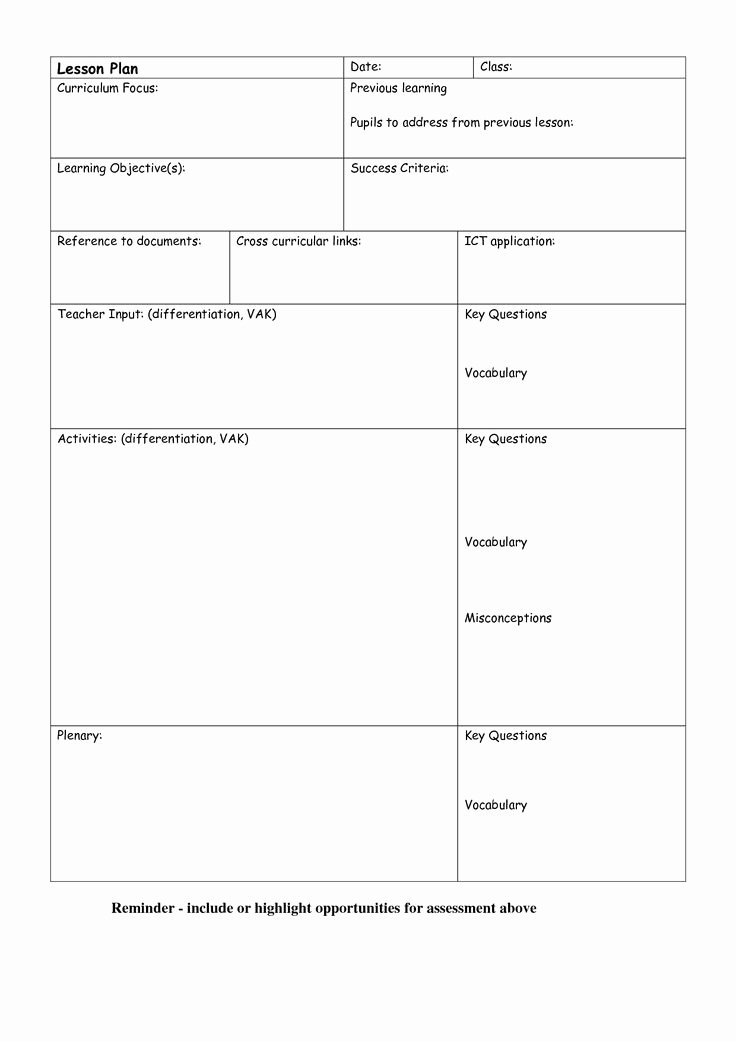 Head Start Lesson Plan Template Unique Printable Blank Lesson Plans form