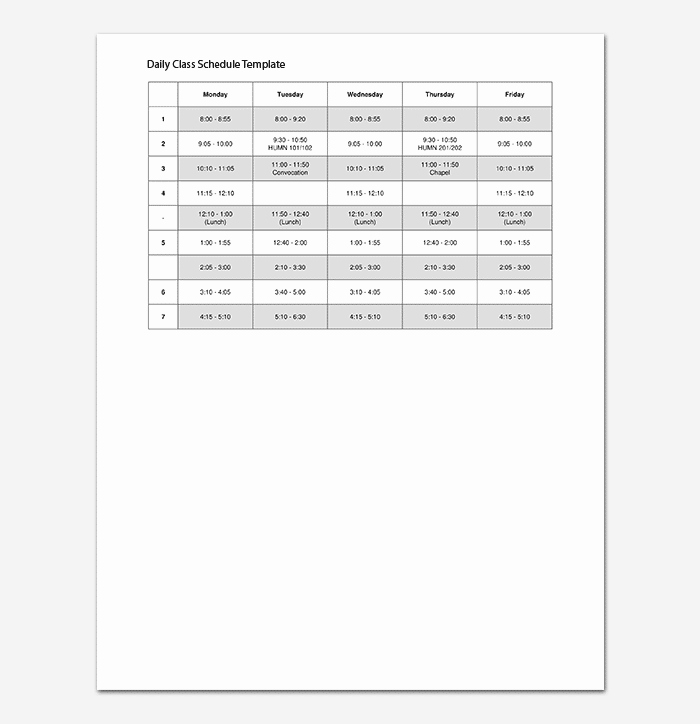 High School Schedule Template Awesome Daily Schedule Template 22 Planners for Excel Word