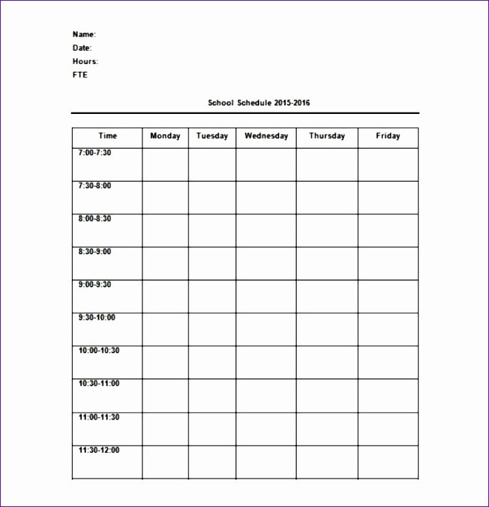 High School Schedule Template Beautiful 10 Excel Time Schedule Template Exceltemplates