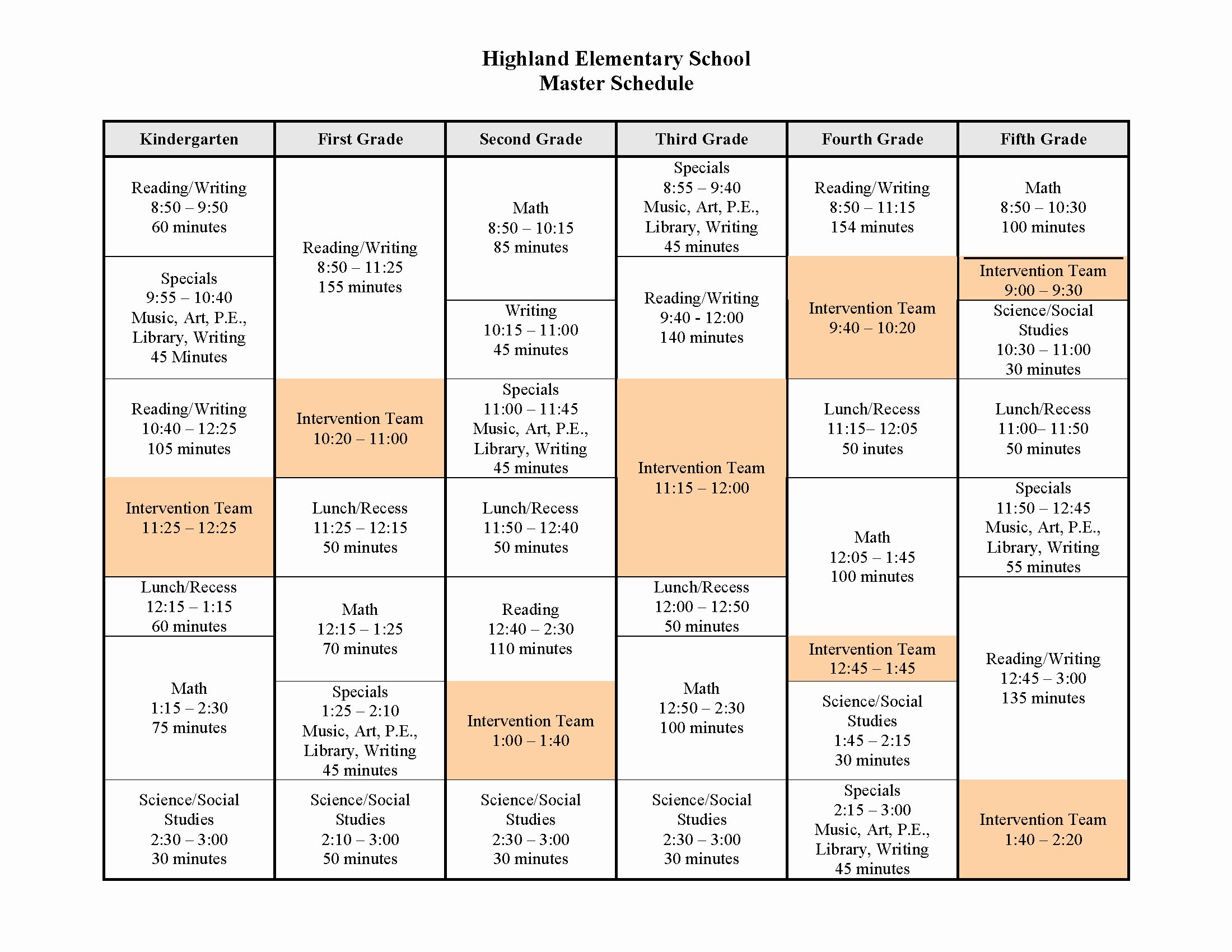 High School Schedule Template Beautiful School Master Junglekey Image 50