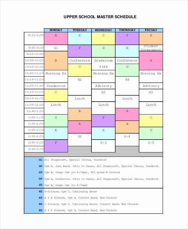 High School Schedule Template Elegant Master Schedule Template 8 Free Word Pdf Pages